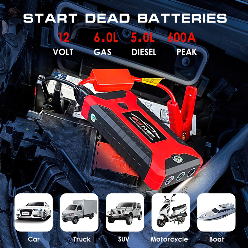 JX27 Car jump start powerbank เครื่องชาร์จแบตรถยนต์ แบบพกพา จั้มพ์สตาร์ ขายปลีกส่ง จั้มสตาร์ท